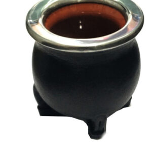 Mate Tradicional En Calabaza Y Cerámica Emboquillado Acero