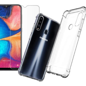 Samsung A20s Protector Case Transparente + Vidrio Templado