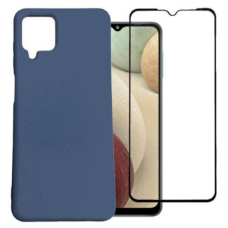 Protector Silicona Case Galaxy Samsung A12 + Vidrio Full 9d