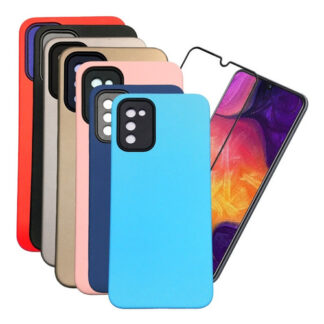 Protector Silicona Case Galaxy Samsung A02s + Vidrio Full 9d