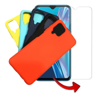 Silicona Case Samsung Galaxy A12 Protector Con Vidrio Hd 9h
