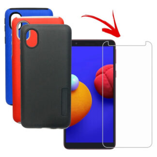 Samsung A01 Core Protector Case Carcasa + Vidrio Templado 9h
