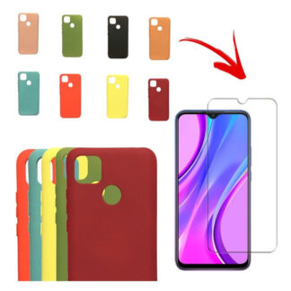 Silicona Redmi 9c Protector Case Carcasa + Vidrio Templado