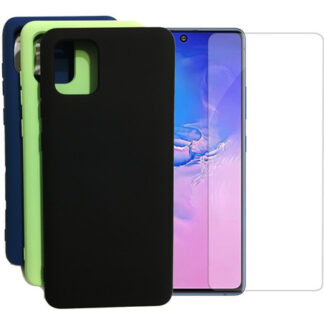 Protector Samsung Galaxy Note 10 Lite Silicona + Vidrio 9h