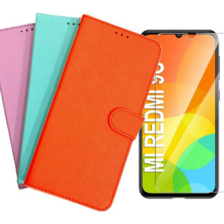 Protector Flip Estuche Tapa Redmi 9c + Vidrio Templado Hd