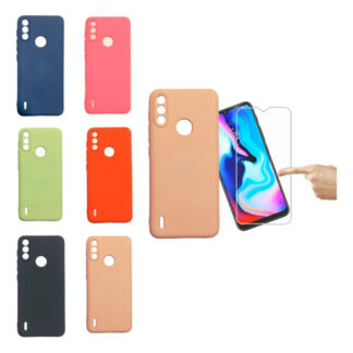 Protector Motorola Moto E7i Power Silicona Case + Vidrio Hd